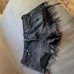 FREE PEOPLE “We The Free Frayed Black Denim Shorts” size 29